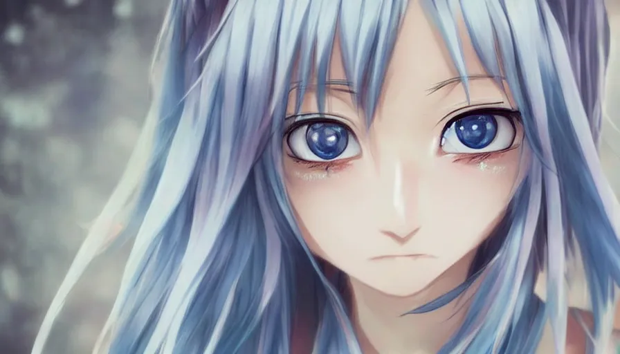 Image similar to cute anime girl, heterochromia, photorealistic