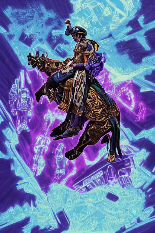 Image similar to portrait of cowboy johnny cash as purple green optimus prime power ranger from transformers surfing tonic stimulant fluids on air guitar zord UFO hoverboard, intricate, highly detailed, smooth, artstation, digital illustration by Lisa Frank and Ruan Jia and Mandy Jurgens and Artgerm and Wayne Barlowe and Greg Rutkowski and Zdislav Beksinski