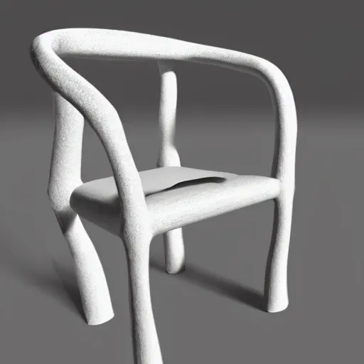 Prompt: a chair made out of marshmallow, concept art, trending on artstation 3D.