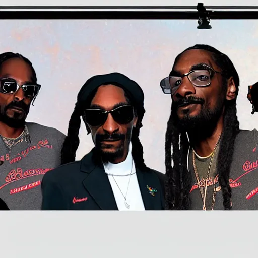 Image similar to stage full of Snoop Doggs, highly detailed, high quality, HD, 4k, 8k, Canon 300mm, professional photographer, 40mp, lifelike, top-rated, award winning, realistic, sharp, no blur, edited, corrected, trending