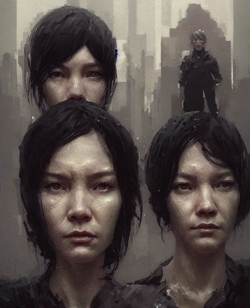 Image similar to close-up portrait Neil’s mom, excellent composition, cinematic dystopian brutalist atmosphere, dynamic dramatic cinematic lighting, aesthetic, very inspirational, arthouse. y Greg Rutkowski, Ilya Kuvshinov, WLOP, Stanley Artger Lau, Ruan Jia and Fenghua Zhong