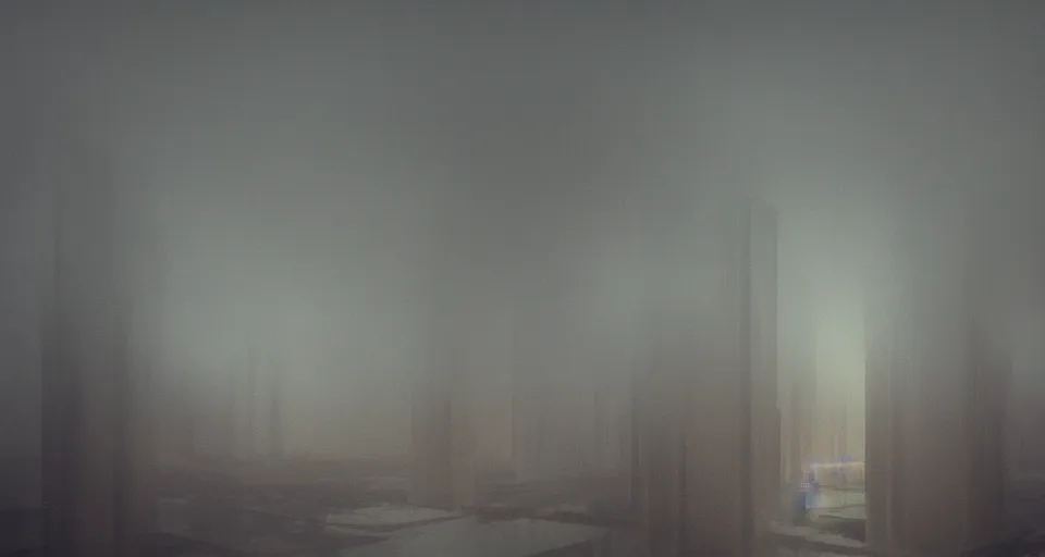 Prompt: A foggy dystopian high-rise landscape by zdzisław beksiński, rendered by Beeple, Makoto Shinkai, syd meade, simon stålenhag, environment concept, digital art, unreal engine, WLOP, trending on artstation, 4K UHD image, octane render,