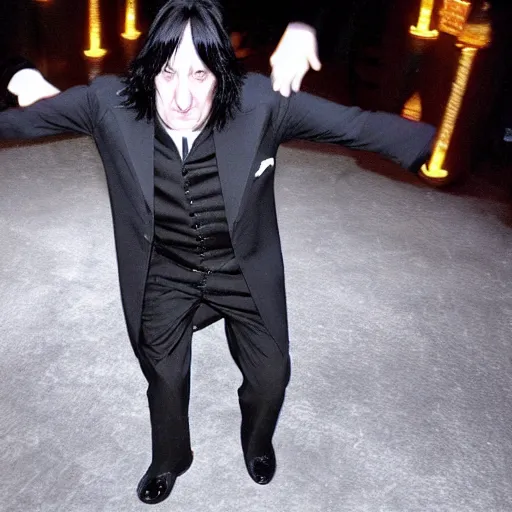 Prompt: Severus Snape dances in a bar, realistic, full body, very detailed, super realistic