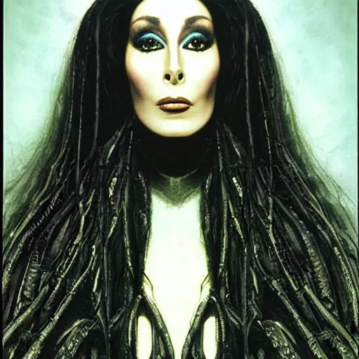 Prompt: Cher by H R Giger