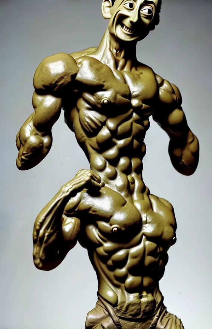 Image similar to heroic, muscular stone sculpture of pee - wee herman