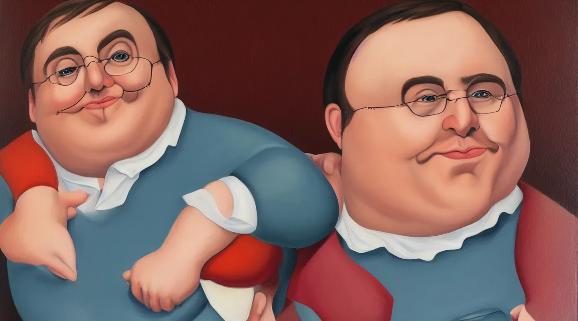 Image similar to portrait of Linus Torvalds painted by fernando botero