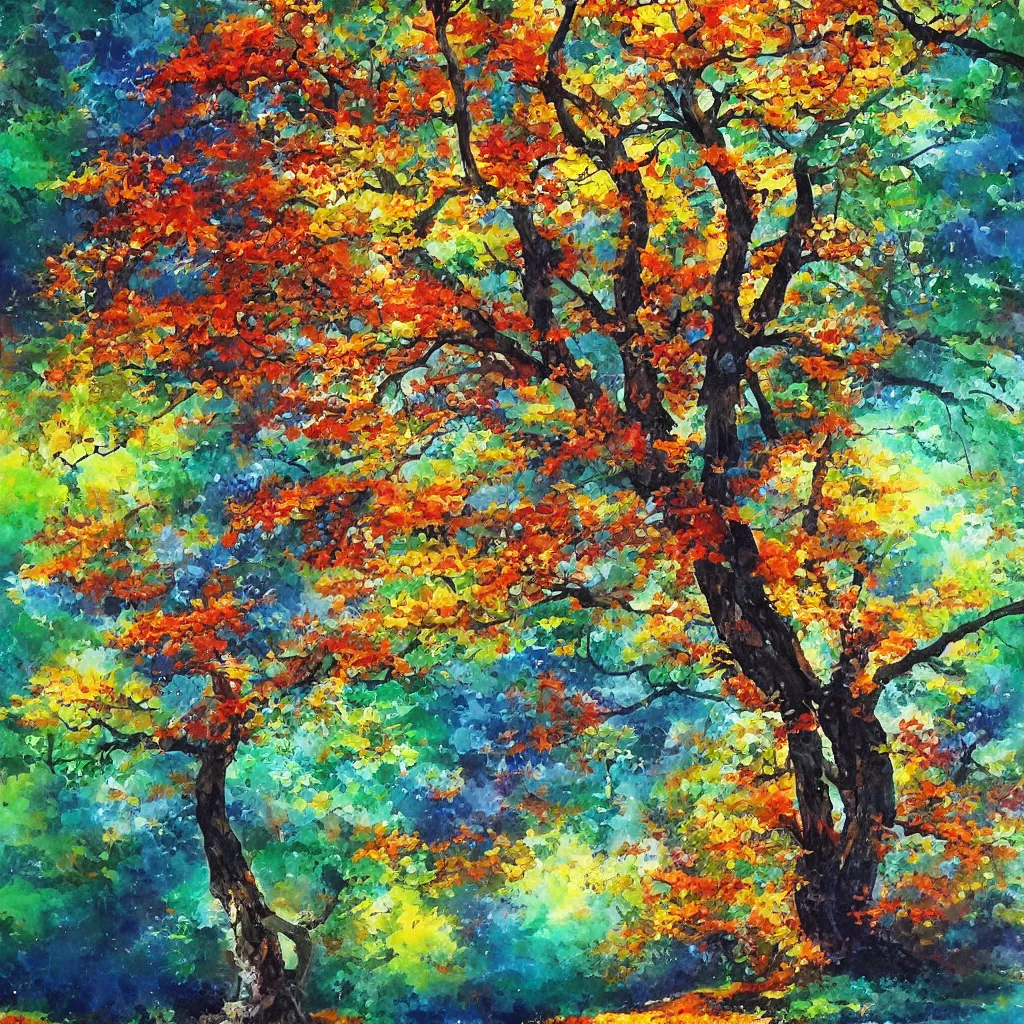 Prompt: breathtakingly enchanted beautiful tree in the style of ken hong leung, artstudio