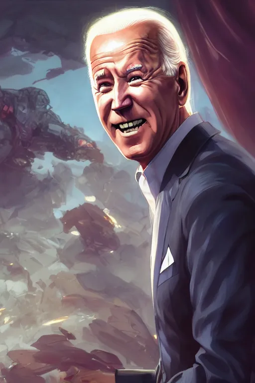 Prompt: joe biden reaction meme, full face, anime, fantastic details, pixiv, hyperdetailed unreal engine, stanley artgerm lau, wlop, rossdraws, james jean marc, simonetti ruan jia and mandy jurgens and artgerm and sakimichan, illustration, digital art, concept art, manga cover