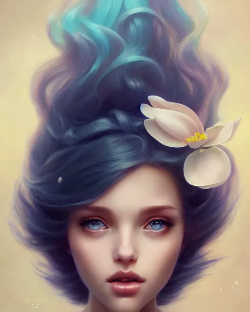 Prompt: character art of a queen of magnolias as windy dusty underwater angelic young female | | seductive - fine - face, pretty face, key visual, realistic shaded perfect face, fine details by artgerm, wlop, tom bagshaw, james jean, andrei riabovitchev, marc simonetti, trending on artstation