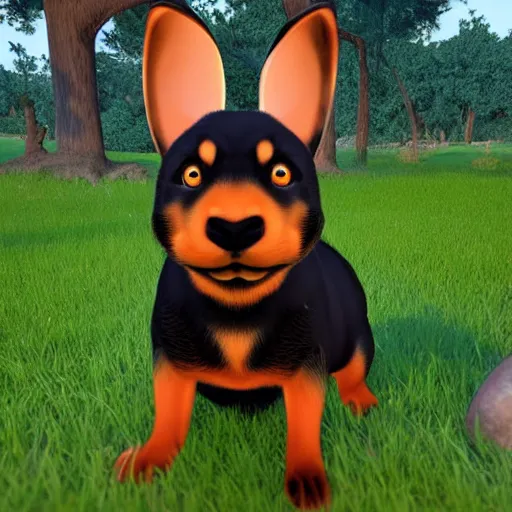 Image similar to Rottweiler rabbit hybrid, rendered in unreal engine