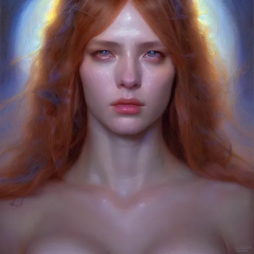 Prompt: blind muse by donato giancola, fantasy, photorealistic, octane render, unreal engine, dynamic lighting, cute face, beautiful girl, beautiful, wlop, cute, perfect factions, perfect woman, trending on artstation, poster, volumetric lighting, very detailed faces, 4 k, award winning