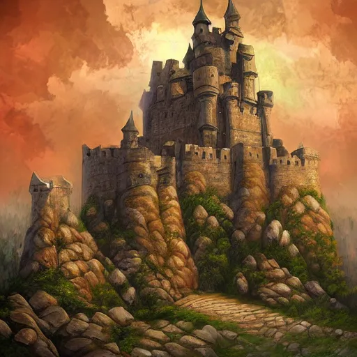 Image similar to A stunning fortress ran by dwarves, medieval style, digital art, masterpiece