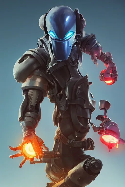 Image similar to epic mask helmet robot ninja portrait stylized as fornite style game design fanart by concept artist gervasio canda, behance hd by jesper ejsing, by rhads, makoto shinkai and lois van baarle, ilya kuvshinov, rossdraws global illumination radiating a glowing aura global illumination ray tracing hdr render in unreal engine 5