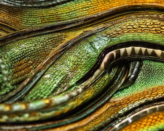 Prompt: close up photograph of rayquaza, by frans lanting, sharp focus