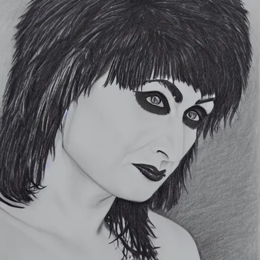 Prompt: a highly detailed pencil drawing of Siouxsie Sioux