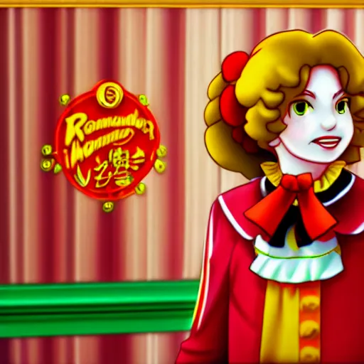 Prompt: Touhou screenshot of Ronald McDonald