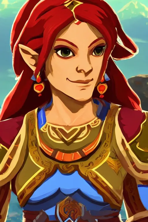 Image similar to an in game portrait of urbosa from breath of the wild, breath of the wild art style.