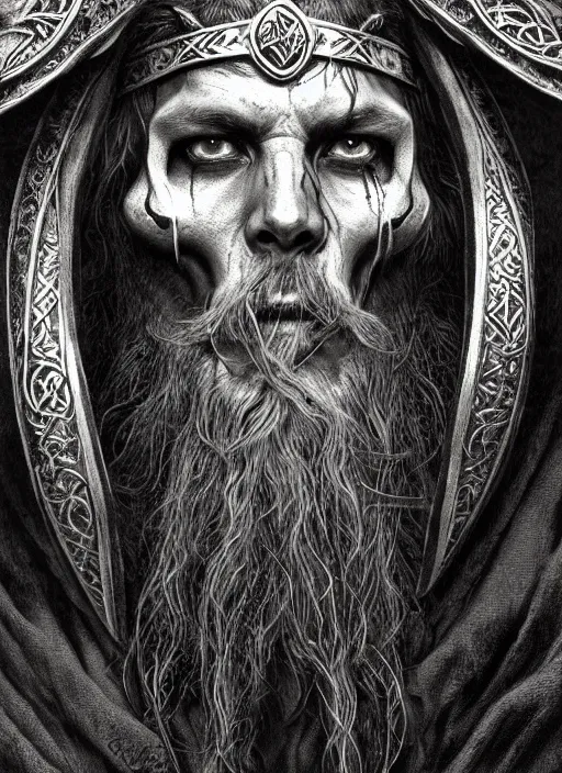 Prompt: viking shaman wearing a skull mask and wearing a cloak, engraving, concept art, elden ring, illustration, smooth, sharp focus, by gustave dore and greg rutkowski, hyper realistic face, piercing eyes, fantasy art, in the style of midjourney, intricate, alphonse mucha, hyper detailed