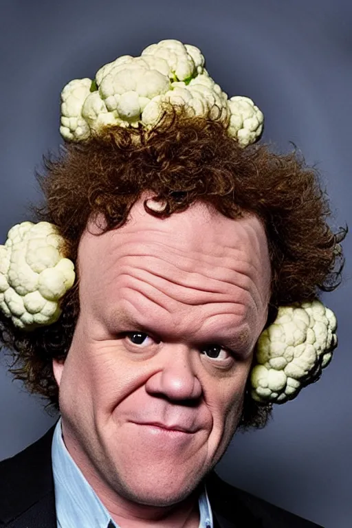 Image similar to john c. reilly's head wearing a wig made of cauliflower, movie still