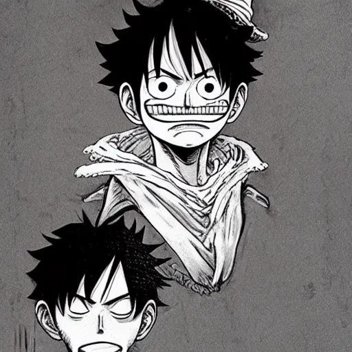 Image similar to [ luffy mustache ] ( by kim jung gi ) ( by kentaro miura )