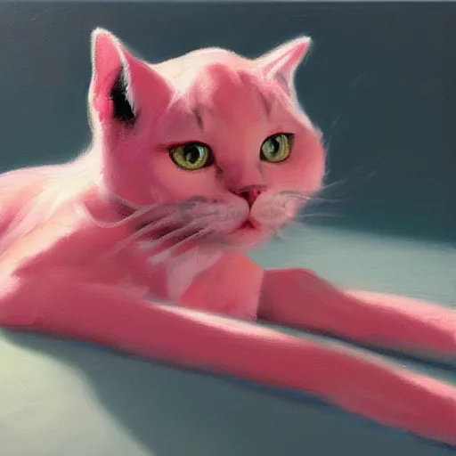 Image similar to pink cat, oil Painting, ultradetailed, artstation