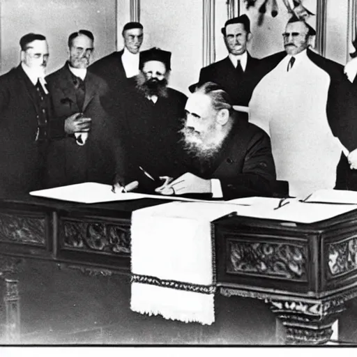 Prompt: black and white photograph from the early 1 9 0 0 s of fidel castro signing the declaration of independence with a giant!!!!! feathered!!! pen!!!!! wooden furniture out of focus in the background, high quality, hyperdetailed