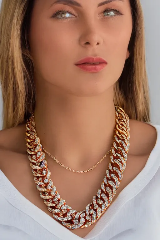 Image similar to miami cuban link chain with diamonds and rubies set in each link