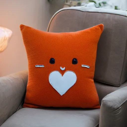 Prompt: A cute little orange kitten sits on a plush heart-shaped pillow with a pattern of flowers, cinematic lightning, medium shot, mid-shot, highly detailed, trending on Artstation, Unreal Engine 4k, cinematic wallpaper, Digital art, octane render, unreal engine, realistic. beautiful lighting, sharp, details, hyper-detailed, HD, HDR, 4K, 8K, masterpiece, bokeh