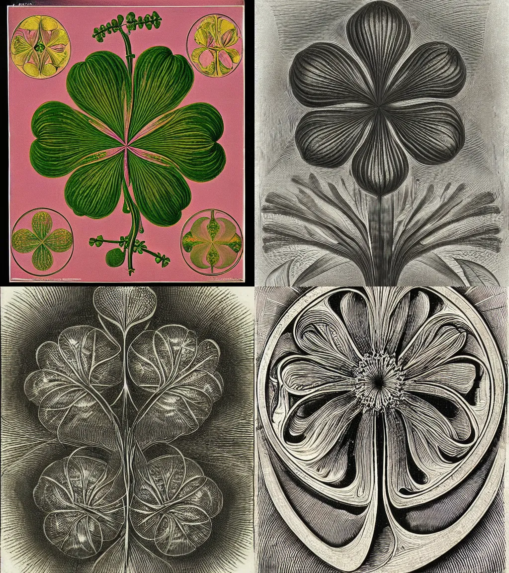 Prompt: four - leaf clover by max ernst haeckel