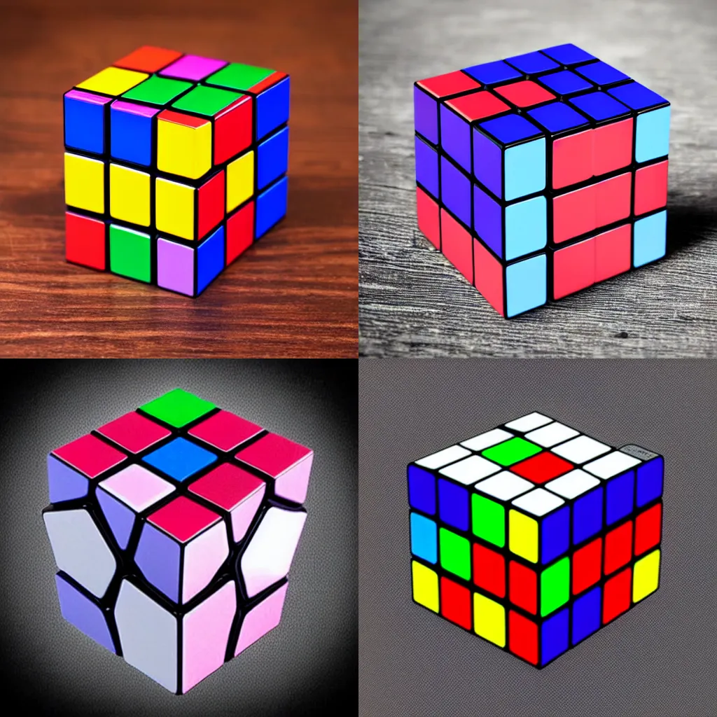 Prompt: A beautiful Rubik Cube, very romantic, violet, personal, secret, unspoken , imtimate atmosphere