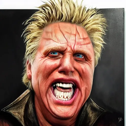 Prompt: hyperrealistic mixed media high resolution painting of (Gary Busey) as the !Emperor from Star Wars!, stunning 3d render inspired art by Jamie Salmon and WForrest and Greg Rutkowski, perfect facial symmetry, dim volumetric lighting, 8k octane beautifully detailed render, full body shot, post-processing, extremely hyper-detailed, intricate, epic composition, highly detailed attributes, highly detailed atmosphere, cinematic lighting, masterpiece, trending on artstation, very very detailed, masterpiece, stunning, flawless completion, lifelike texture, perfection,