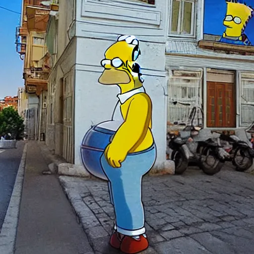 Image similar to the simpsons homer in istanbul