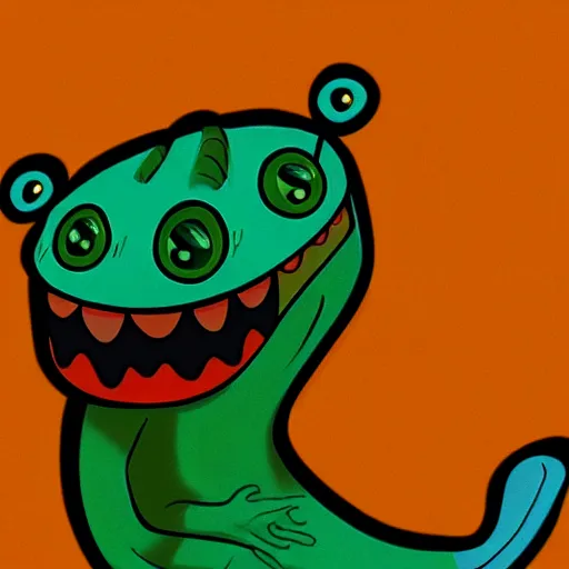 Image similar to anthropomorphic cartoon style caterpillar, drawn by genndy tartakovsky