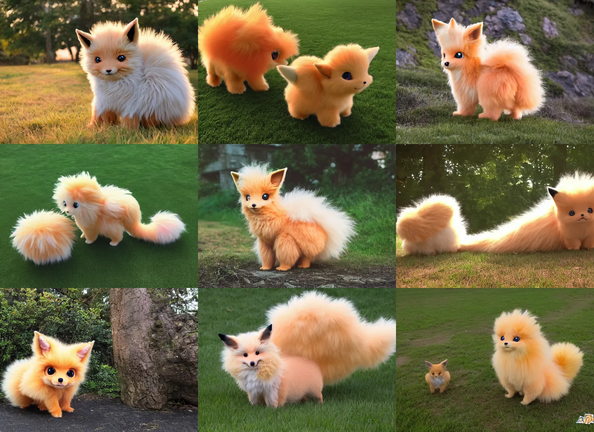 Prompt: real life pokemon vulpix, adorable, fluffy, ultra realistic, golden hour, sharp focus