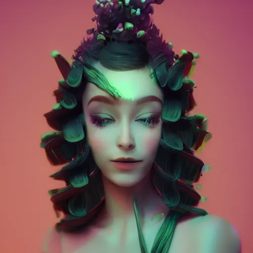 Image similar to a beautiful amazing art of flora addict out of curl noise splines by tom Haugomat, Serena Malyon, Maxim Shirkov, Alex Pogrebniak and Robin Gundersen, Trending on artstation, featured on Behance, Vision of chaos, octane render.:1