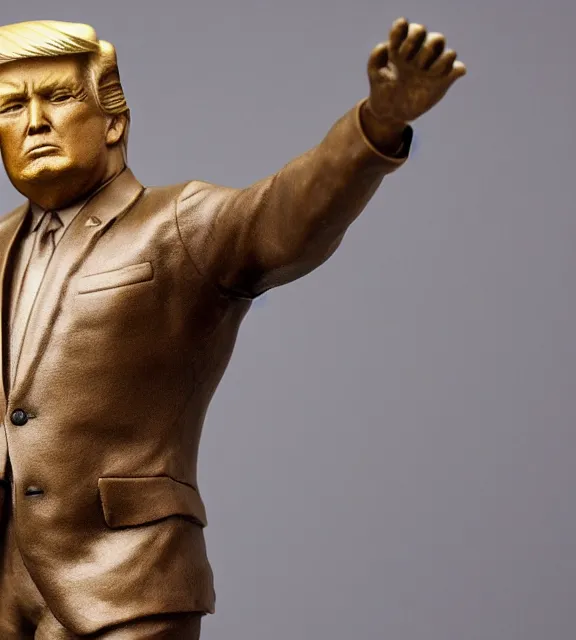 Prompt: a 4 k photorealistic photo medium shot of a bronze statue of donald trump.