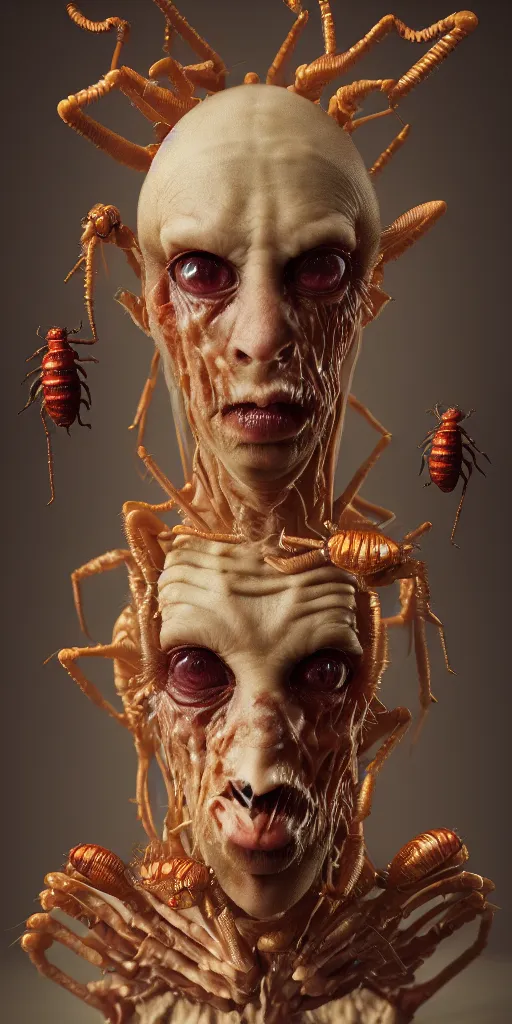 Image similar to all hail the new flesh, insect politics, a living hive by johannen voss by david cronenberg by francis bacon by peter kemp by octane render blender 8 k