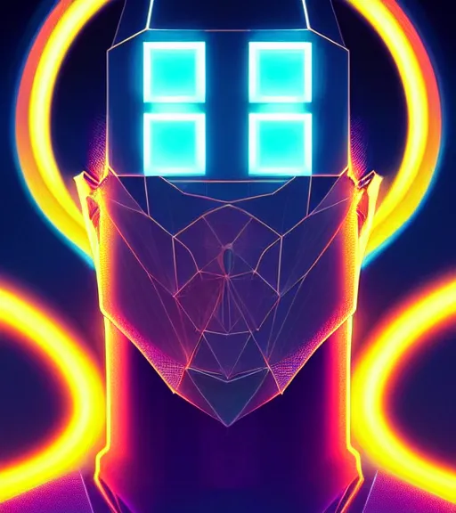 Image similar to symmetry!! caucasian prince of technology, solid cube of light, hard edges, product render retro - futuristic poster scifi, lasers and neon circuits, handsome caucasian prince, intricate, elegant, highly detailed, digital painting, artstation, concept art, smooth, sharp focus, illustration, dreamlike, art by artgerm