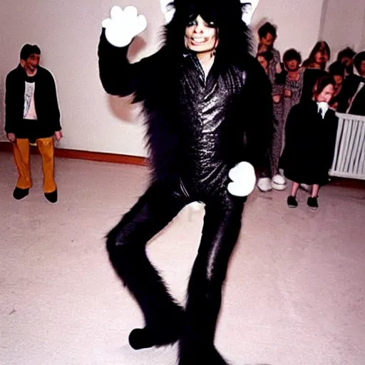 Prompt: michael jackson in a cat suit