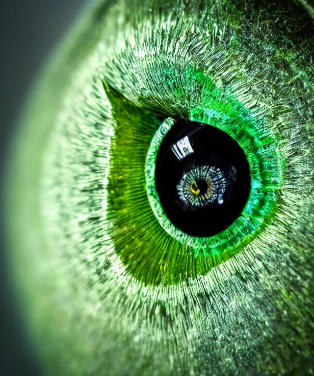 Image similar to close up of a green eye iris, electrical sparks, macro lens, 7 0 mm, highly detailed