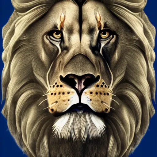 Image similar to merrick garland morphing into a lion portrait, intricate, highly detailed, concept art, smooth, sharp focus, illustration, medium shot, mid - shot