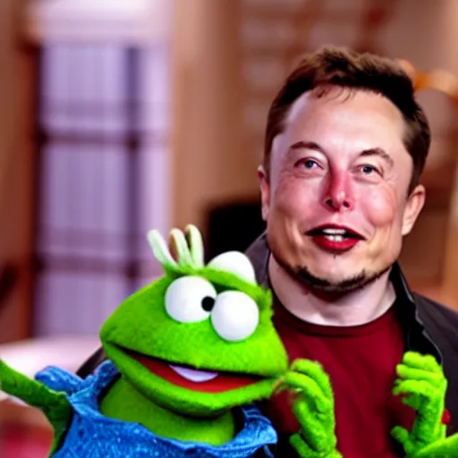 Image similar to elon musk as muppet on fraggle rock