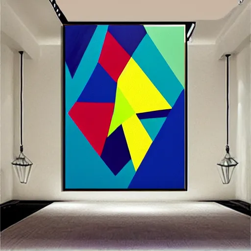 Image similar to award-winning large colorful abstract geometric shapes art painting