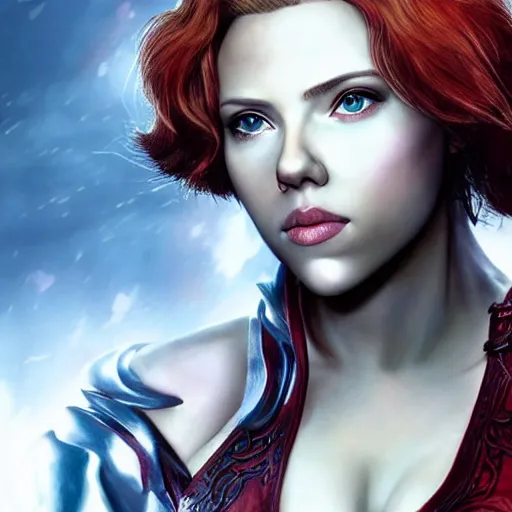 Image similar to Scarlett Johansson as Ivy from Soul Calibur