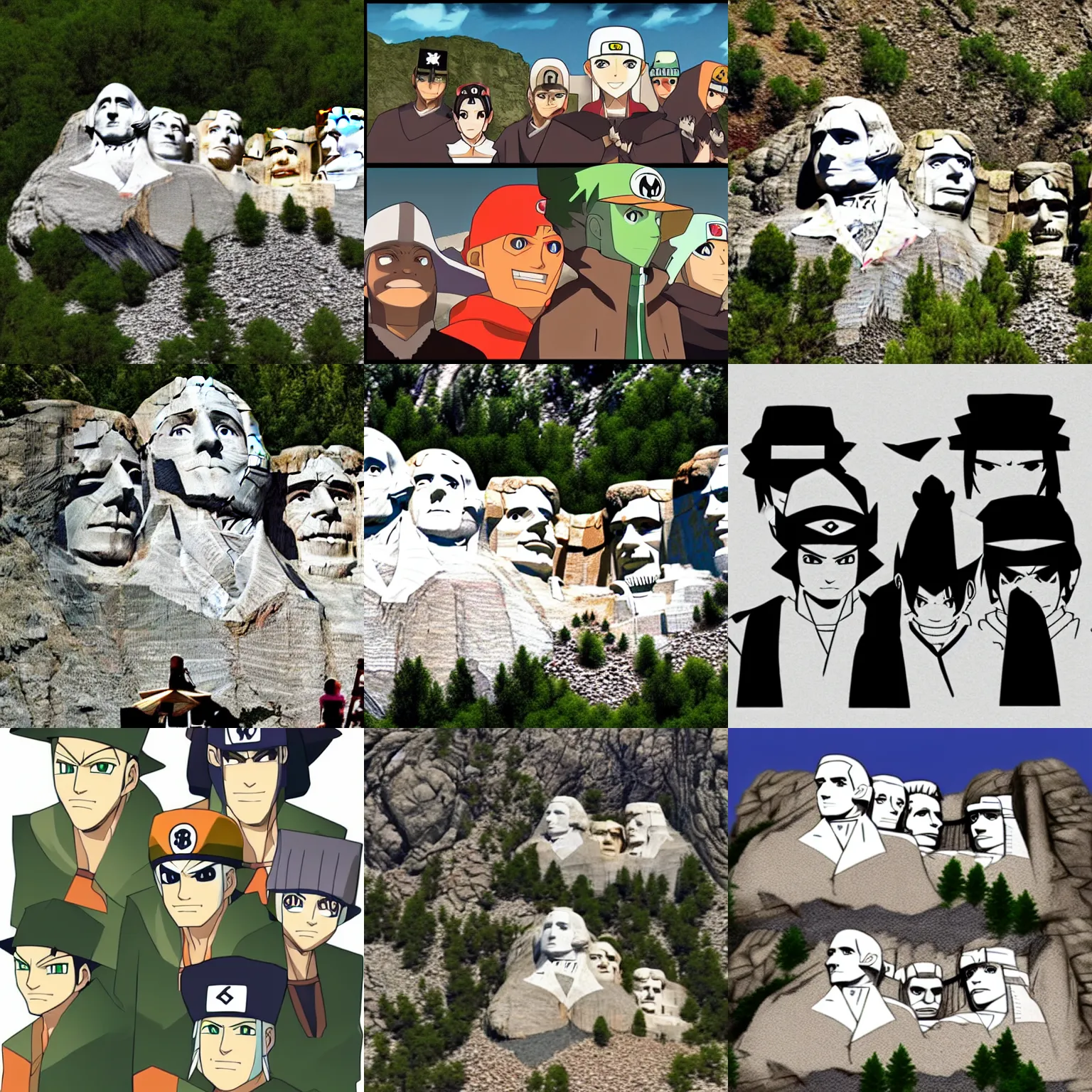 Prompt: mount rushmore hidden leaf village