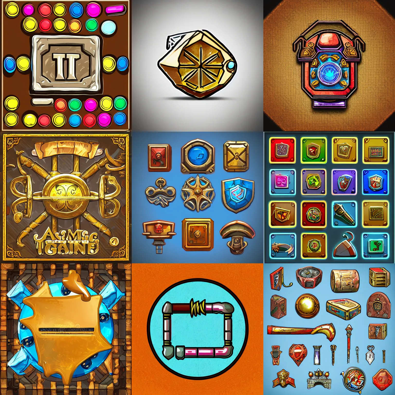 Prompt: a game icon item key, detailed illustration of an object with handpainted textures, rpg game style, center, rim lights and glow, colorful, high depth and details
