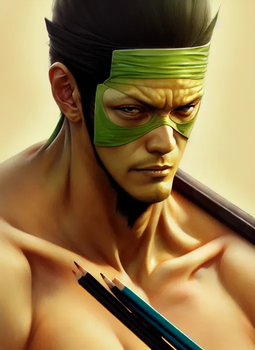 Image similar to ultra realistic illustration, handsome zoro. intricate, highly detailed, digital painting, artstation, concept art, smooth, sharp focus, illustration, art by artgerm and greg rutkowski and alphonse mucha and wlop