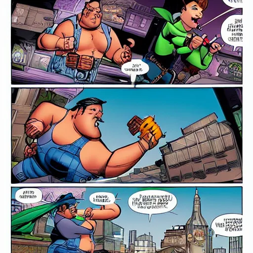 Prompt: fat chuck fights crime by j. scott campbell