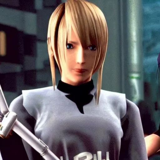 Prompt: a still of from the movie lost in translation crossover with the game final fantasy viii