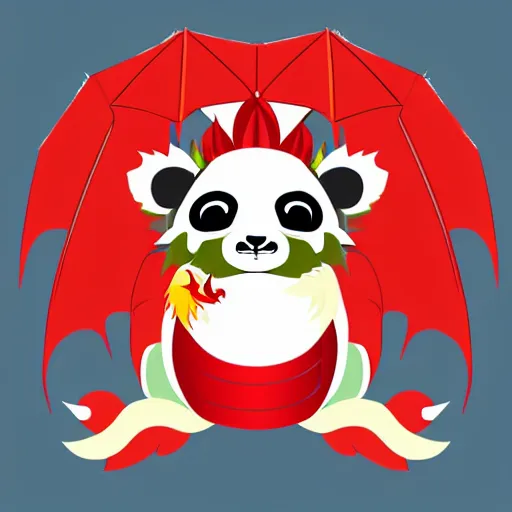 Image similar to vector art of welsh dragon and cute panda mixed, intercrossed, chimera, welsh flag, adobe illustrator